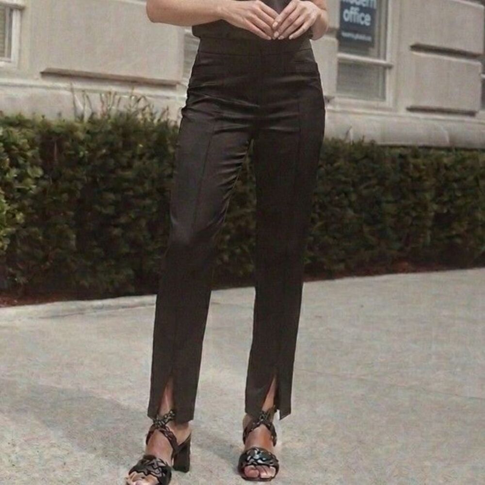 Express Design Studio Pants Womens Sz 8 Satin High Waisted Slit Front Straight
